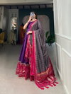 Purple Colour Tasar Silk With Print Gown With Dupatta Bulk Orders In India YNF5007 